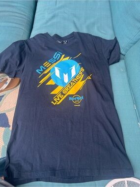 Messi Live Greatness Graphic Tee - Navy with Blue & Yellow